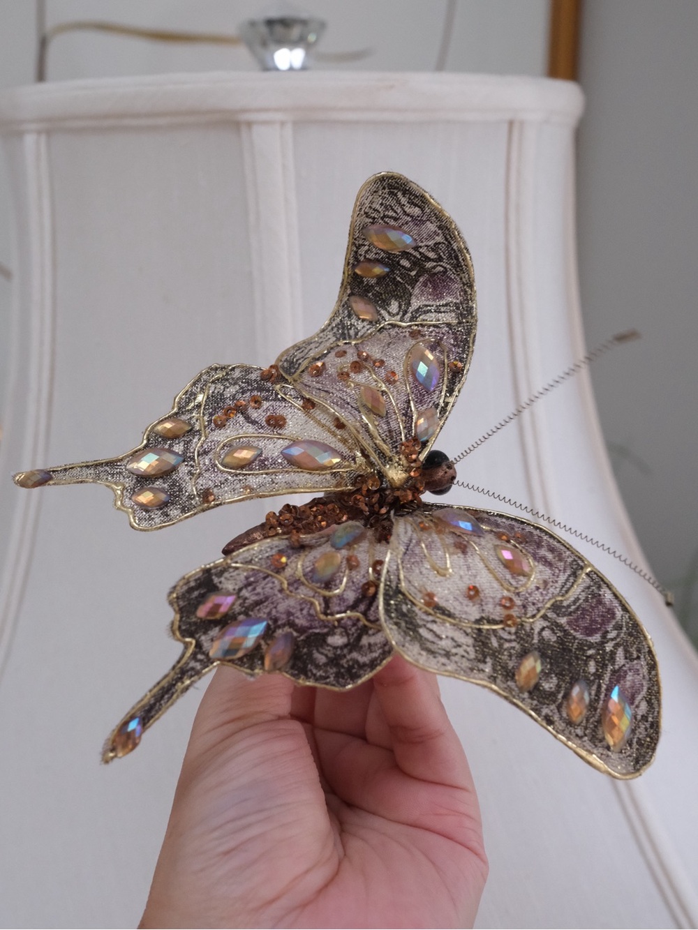 Jeweled Butterfly Clip Ornament Decorative Home Accent